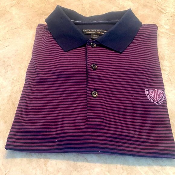 Purple Striped Cutter Buck Golf Polo - Picture 2 of 5